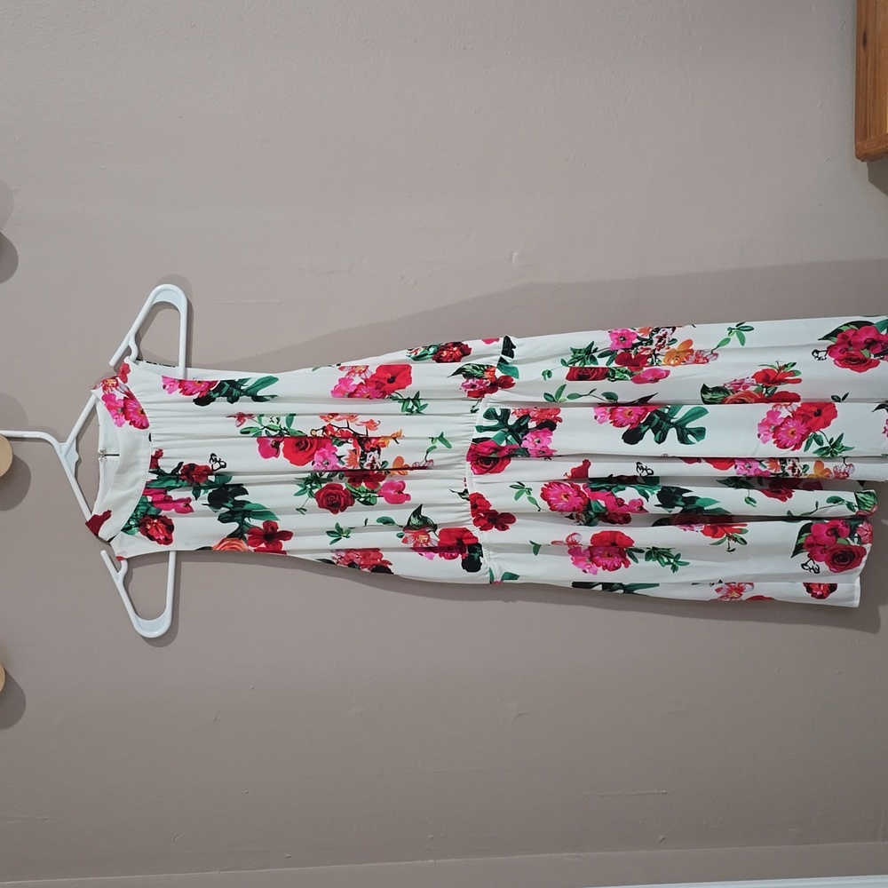 Express Halter Asymmetrical Sleeveless Floral Dress
